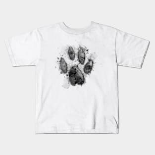 Inky Paw Print - Black Kids T-Shirt